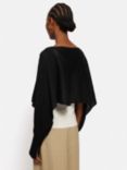 Jigsaw Pure Linen Cropped Poncho Jumper, Black