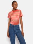 Jigsaw Cotton Stripe T-Shirt, Red/Ecru