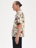 Fred Perry Floral Print Short Sleeve Shirt, Peach/Multi