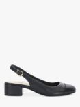 Dune Casing Leather Block Heel Slingback Pumps, Black