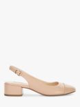 Dune Casing Slingback Block Heel Leather Court Shoes, Blush