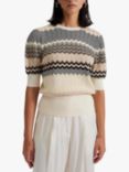 Malina Claudi Short Sleeve Knit, Beige/Multi