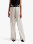 Malina Carlotta Pinstripe Wide Leg Linen Trousers, Natural