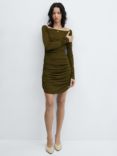 Mango Glow Ruffled Mini Dress, Khaki