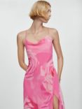 Mango Rosa Rose Print Cowl Neck Maxi Dress, Pink