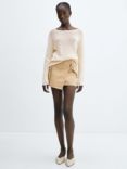 Mango Kenia Boat Neck Knitted Jumper, Light Beige