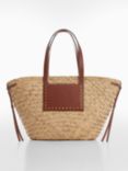 Mango Taormina Large Woven Basket Bag, Natural/Tan