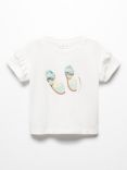 Mango Kids' Embossed Shoes T-Shirt, Natural White/Multi