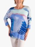 chesca Butterfly Print Batwing Top, Blue/Multi