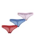 Tommy Hilfiger Lace Thong, Pack of 3, Red/Blue/Pink