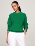 Tommy Hilfiger Rib Knit Crew Neck Jumper, Olympic Green