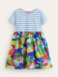 Mini Boden Kids' Hotchpotch Stripe/Sea Life Print Jersey Dress, Sapphire Blue