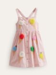 Mini Boden Kids' 3D Icecream Applique Button Through Cross Back Dress, Pink