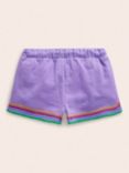 Mini Boden Kids' Pom Trim Jersey Shorts, Crocus Purple