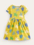 Mini Boden Kids' Turtle Print Jersey Dress, Zest Yellow