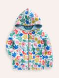 Mini Boden Kids' Floral Holiday Stencil Zip Through Towelling Hoodie, Multi