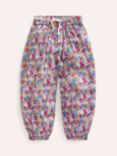 Mini Boden Kids' Nautical Floral Print Tapered Holiday Trousers, Pink/Multi