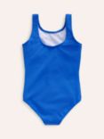 Mini Boden Kids' Fun Dolphins Applique Swimsuit, Aqua Blue