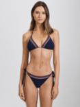 Reiss Marissa Stitch Detail Triangle Bikini Top, Navy/Multi