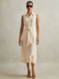 Reiss Morgan Sleeveless Midi Shirt Dress, Cream