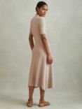 Reiss Caitlyn Rib Knit Asymmetric Hem Midi Dress, Neutral