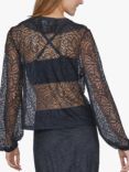 Sisters Point Vuta Feminine Lace Tie Blouse, Black