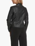 Sisters Point Duna Faux Leather Ribbed Detail Biker Jacket, Black