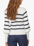 Sisters Point Knitted Ribbed Striped Top, Cream/Navy, Cream/Navy