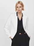 Mango Leli Contrast Neck Trim Blazer, White