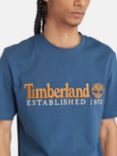 Timberland Organic Cotton Embroided Logo T-Shirt, Dark Denim