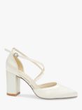 Paradox London Alysha Dyeable Satin Cross Strap Court Shoes, Ivory