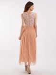 Lace & Beads Hazel Embellished Bodice Midi Dress, Blush Pink