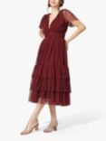 Lace & Beads Maddison Midi Dress, Burgundy