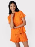 Chelsea Peers Ribbed Short Pyjama Set, Orange