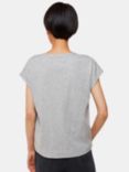 Whistles Willa Organic Cotton V-Neck Cap Sleeve T-Shirt, Grey Marl