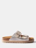 Mint Velvet Strap Leather Sliders Sandals, Natural Cream