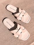 Mint Velvet Flat Leather Sandals, Natural Cream