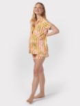 Chelsea Peers Maternity Palm Stripe Short Pyjamas, Orange/Multi