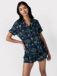 Chelsea Peers Tropical Holiday Print Short Pyjamas, Navy/Green