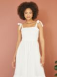 Yumi Mela London Broderie Anglaise Ruched Midi Sundress, White