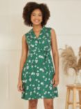 Mela London Leopard And Daisy Print Shirt Dress, Green