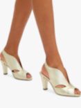 Carvela Arabella Comfort Cone Heel Open Toe Leather Court Shoes, Gold