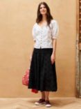 Brora Organic Cotton Broderie Anglaise Midi Skirt