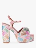 Kurt Geiger London Kensington Embellished Platform Heel Sandals, Pink/Multi