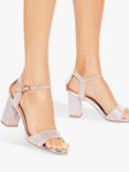 KG Kurt Geiger Fleur Bling Embellished Block Heel Sandals, Nude/Silver