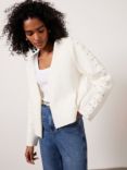 Mint Velvet Knitted Cotton Jacket, Cream