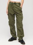 Superdry Low Rise Parachute Cargo Trousers, Olive Night Green