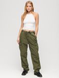 Superdry Low Rise Parachute Cargo Trousers, Olive Night Green