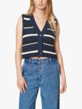 nué notes Rodney Stripe Cropped Knitted Top, Midnight Stripe