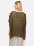 Jigsaw Linen Open Knit Poncho, Khaki